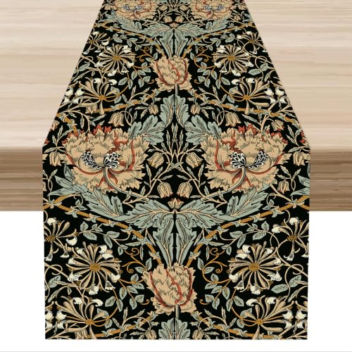 William Morris 13x36 Inch Table Runner - Retro Ethnic Floral Boho Rustic Dining Decor - Variation of William Morris-14