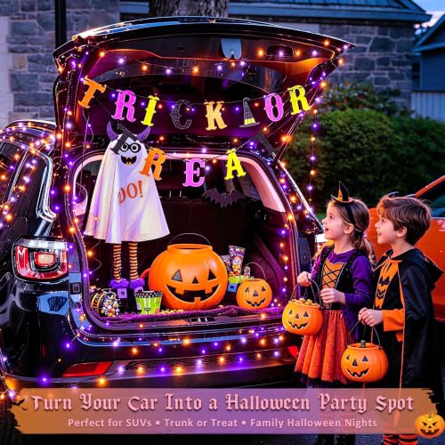 Halloween Fairy Lights 100 LED Orange & Purple USB Powered String Lights - Indoor Decor