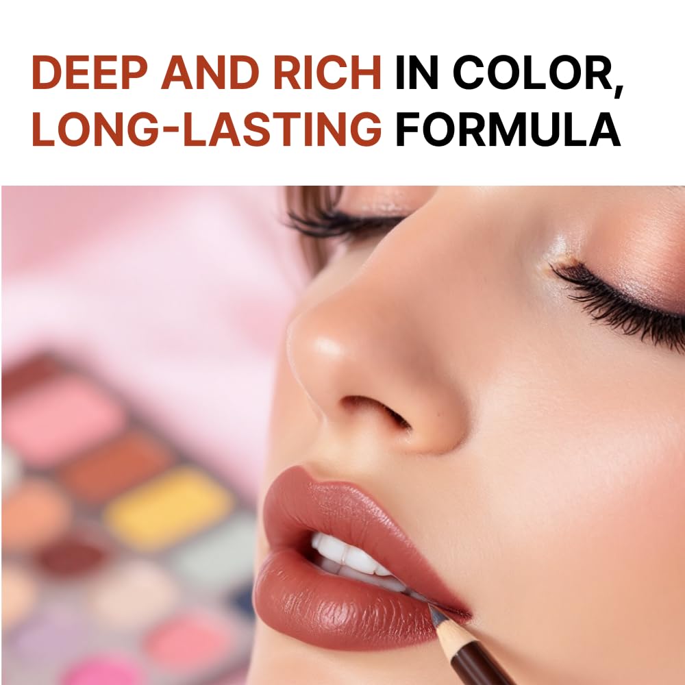30 pcs Lip Liner Pencil Set, High Pigmented Lip Makeup, Long-wearing, Deep and Rich in Color, Enhance Lip Volume, 6.25 inches Long Wooden Pencil