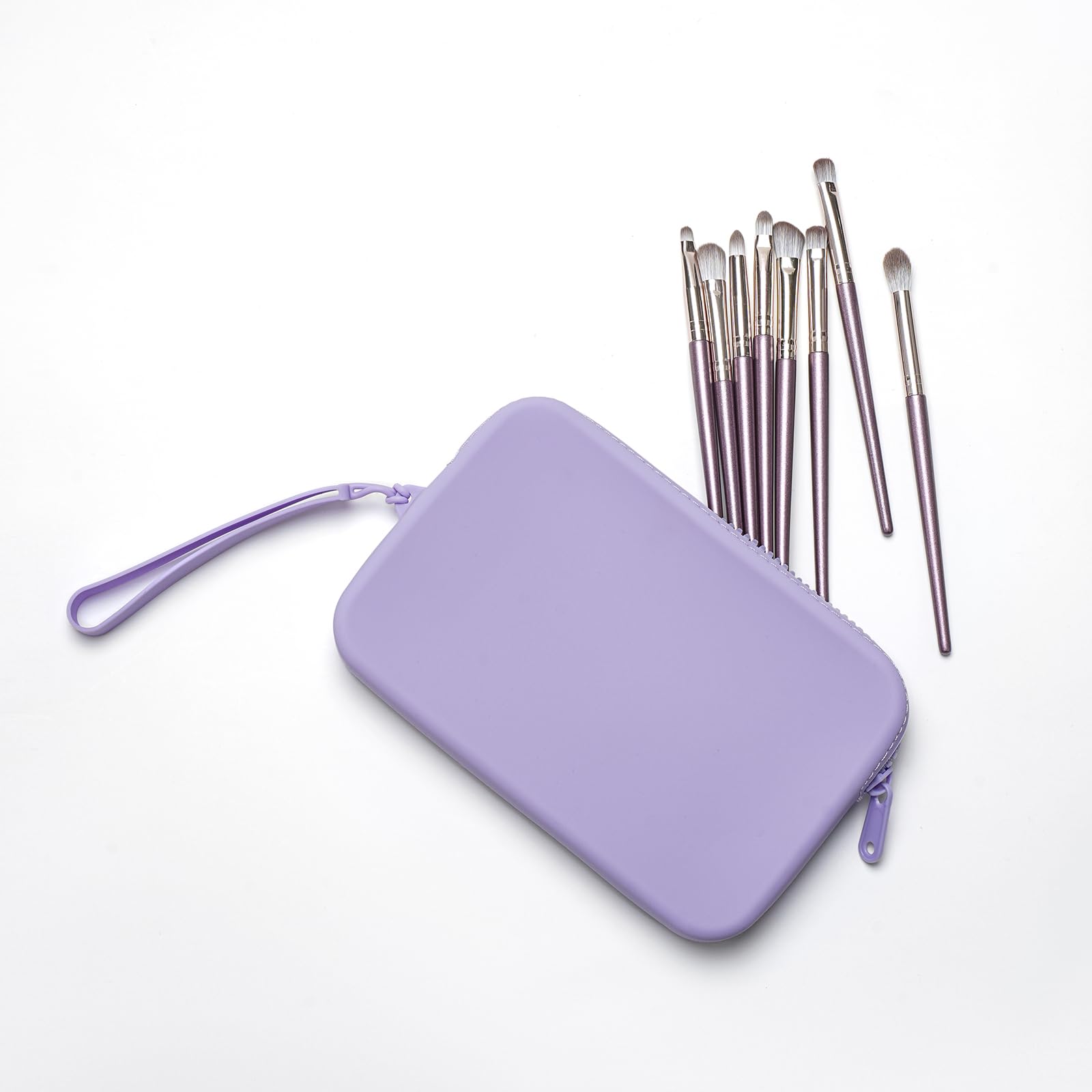 WHHJM Large Silicone Multifunctional Essential Bag Portable Travel Makeup Bag for Women Men Cards Cash Bag Zipper Pouch (Purple)