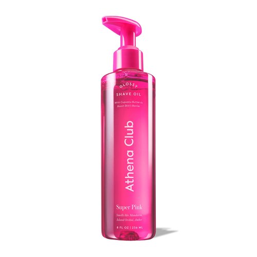 Athena Club Shave Oil for Women, Hydrating Pre-Shave Oil with Jojoba and Avocado Oils, Smooth Glide for Sensitive Skin, Super Pink Scent, 8 fl oz, Pack of 1
