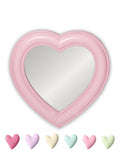 Magnetic Locker Mirror with 6 Heart Magnets, 6.9"x7.3" Heart Magnetic Mirror for School Locker, Locker Accessories Magnetic Makeup Mirror for Girls Bathroom Fridge Office Cabinet Gym Locker (Pink)