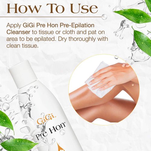 GiGi Pre Hon Pre-Epilation Pre Wax Cleanser - Skin Prep for Waxing, Removes Oil & Impurities, Ideal for Face & Body, 8 fl oz