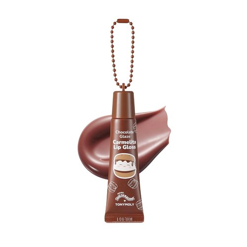 TONYMOLY Carmelita’s Chocolate Glaze Lip Balm Keychain - Hydrating Sheer Brown Gloss with Cocoa & Shea Butter, 11ml
