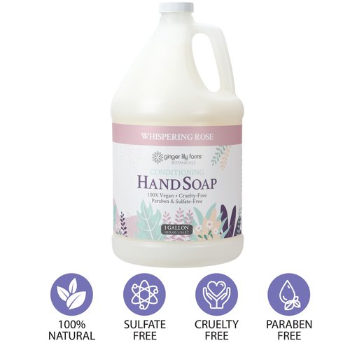 Ginger Lily Farms Botanicals Conditioning Liquid Hand Soap Refill, 100% Vegan & Cruelty-Free, Whispering Rose Scent, 1 Gallon (128 fl oz)