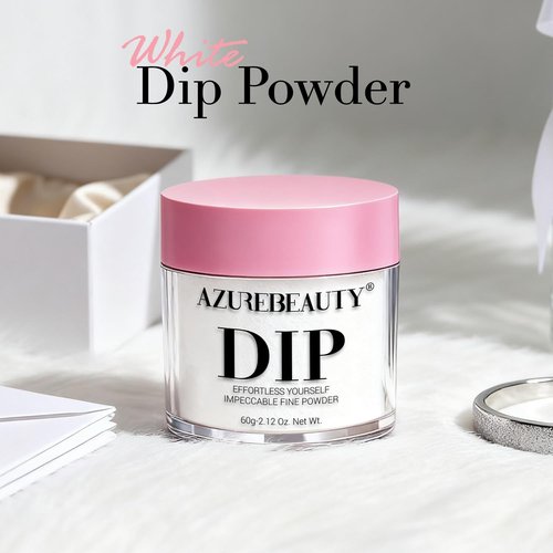 AZUREBEAUTY Pro 60g Dip Powder White Color Large Capacity, Basic Dipping Powder Crystal French Nail Art Starter Manicure Salon DIY at Home, Large Capacity Upgrade, Long-Lasting, No Nail Lamp Needed