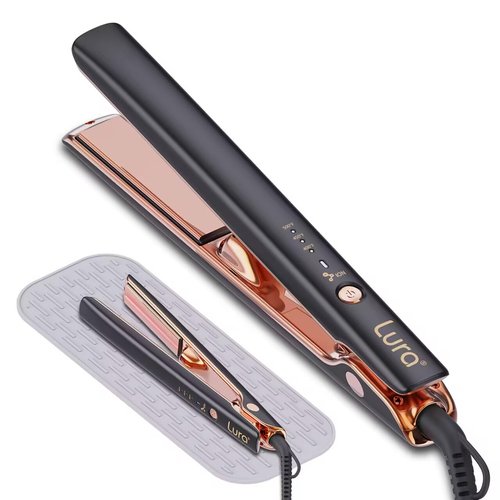 Negative Ion Nano Titanium Flat Irons for Black Women Hair,LURA Dual Voltage Hair Straighteners for Women,1 Inch Professional Hair Straightener and Curler 2 in 1 with 5D Floating Plate