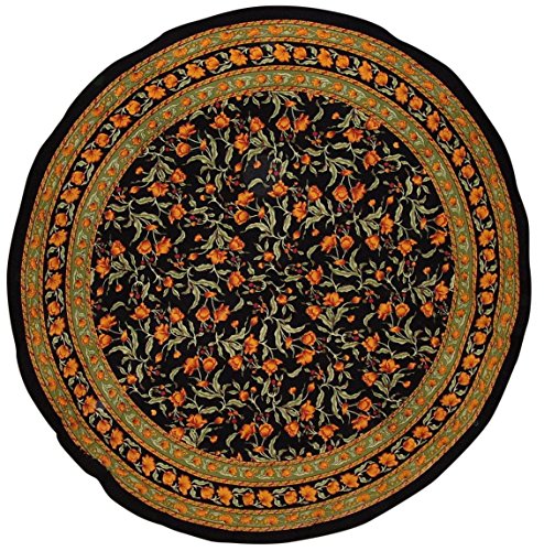 French Floral Round Cotton Tablecloth 88 Inch - Elegant Dining Decor