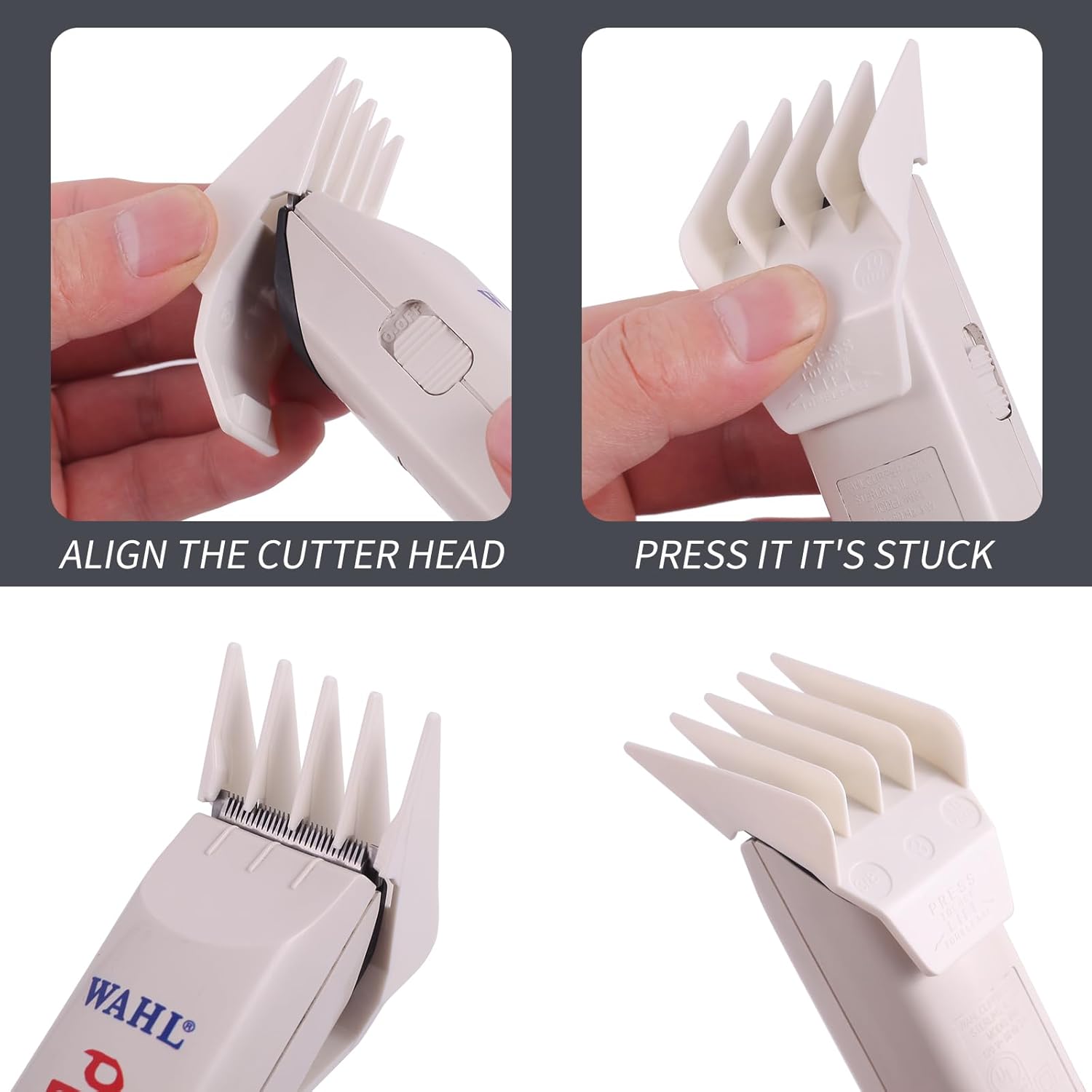 Wahl Peanut Clipper Guards Set - Professional Replacement Guides | 1/8" to 1/2", 4-Piece, White