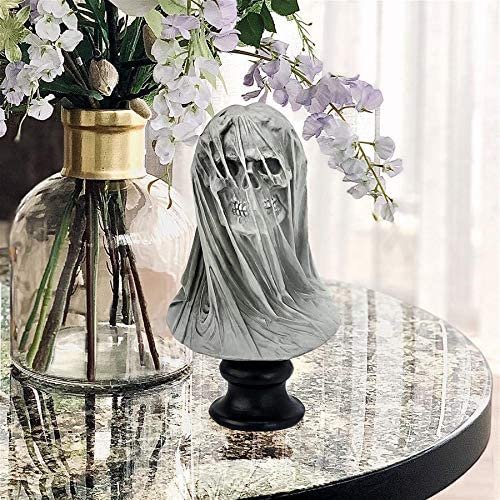 Samhain's Veiled Maiden of Death Bust Statue - Gothic Skeleton Decor