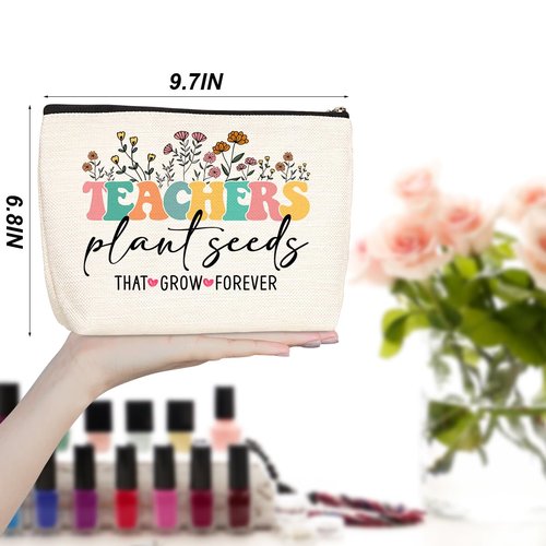 Jealance Teacher Gifts Makeup Bag Teacher Appreciation Gifts Cosmetic Bag Travel Toiletry Bags for Women Professor Counselor Nursery High Teachers First Day of School Graduation Christmas Birthday