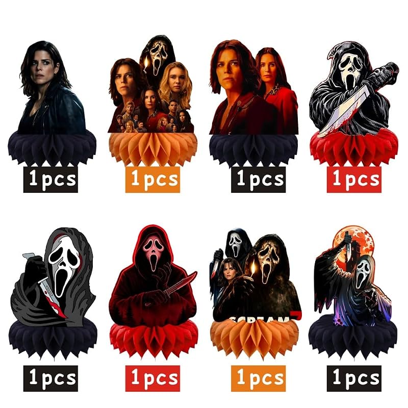 8Pcs Scream Honeycomb Table Centerpieces Kids Party Decorations