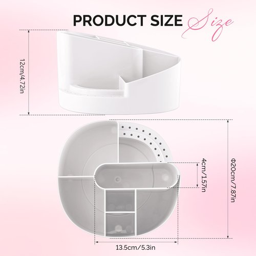 MelodySusie Nail Art Tools Storage Box with 18 Holes & 7 Compartments,Sturdy Large Capacity and Compatible with 3/32" Nail Drill Bits, Nail Drill Holder for Nail Station,Salon & Home, White