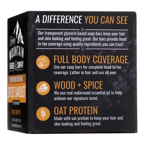 Skiennix Men’s All-in-One Shampoo & Body Soap Bars - Extra Thick Glycerin - 2 Bars, Spiced Sawdust Scent, 14.5 oz