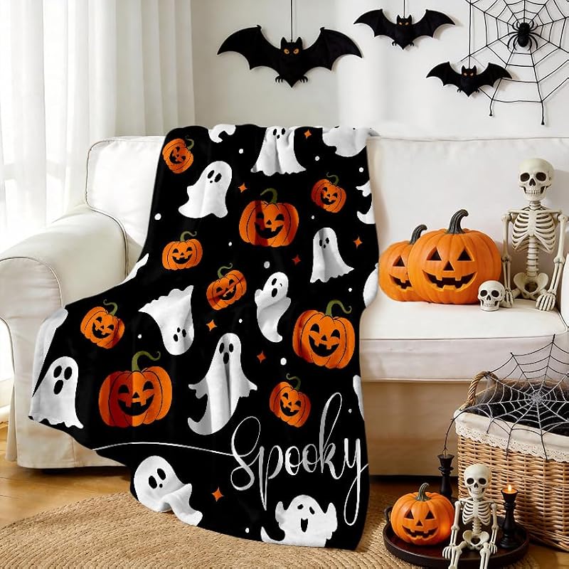 Halloween Blanket Flannel Throw for Couch Bed Camping 50x60 Inches
