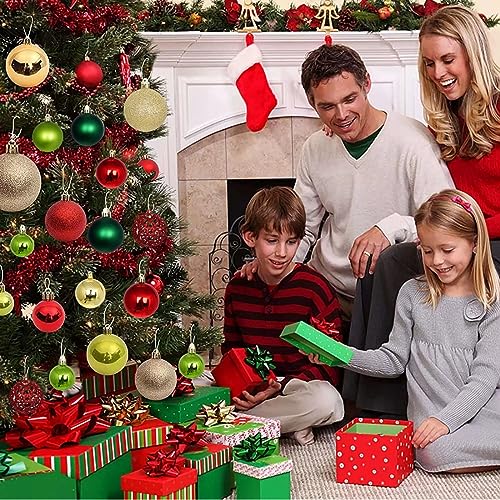 Mini Christmas Ornaments Set - Shatterproof Hanging Balls for Xmas Tree - Rose Red, 30mm, 24 Pack