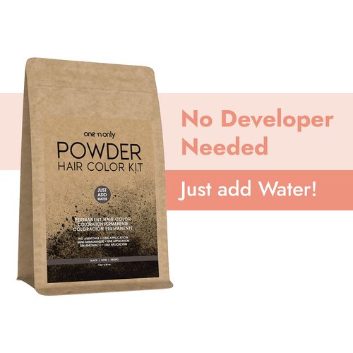 One N' Only Powder Hair Color Kit - Black Permanent Color for 100% Gray Coverage | Just Add Water, Vegan & Cruelty-Free