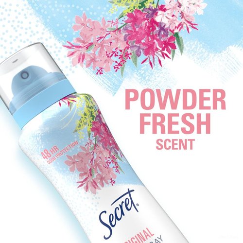 Secret Dry Spray Antiperspirant Deodorant for Women, 48hr Weightless Sweat & Odor Protection, Gentle on Skin, Powder Fresh Scent, 4.1 oz (Pack of 3)