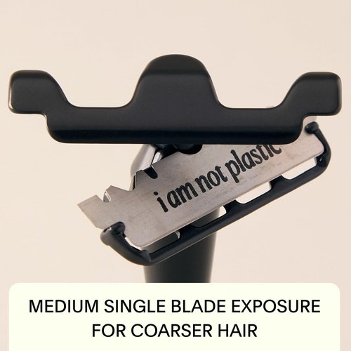 Leaf Shave | Leaf Thorn Razor Set, Includes Twig Razor, Matching Stand, 50-Pack Single-Edge Blade Refills, and Blade Bank - Black