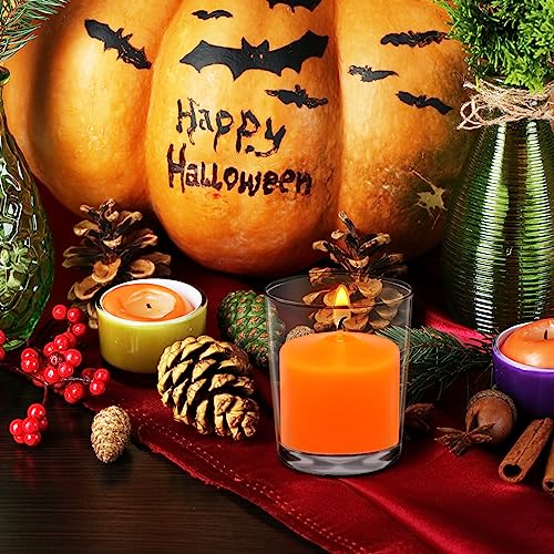Orange Votive Candles Set of 36 - 1.5 Inch Unscented, 10 Hour Burn Time for Weddings Parties Halloween Fall and Home Decor - Variation: Orange / 1.5 Inch, 36 Pack