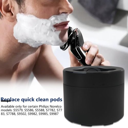 SUNJCO Quick Clean Pod Replacement Fit for Philips Norelco Series 5000 Series 7000 & Series 9000, 1 Pack, Black