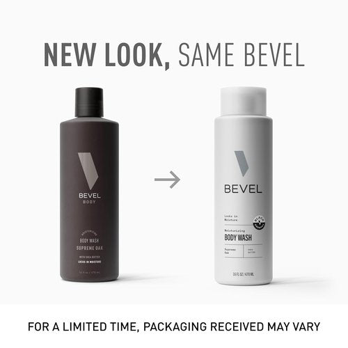 Bevel Moisturizing Body Wash for Men - Supreme Oak Scent with Shea Butter & Coconut Oil, 16 Oz