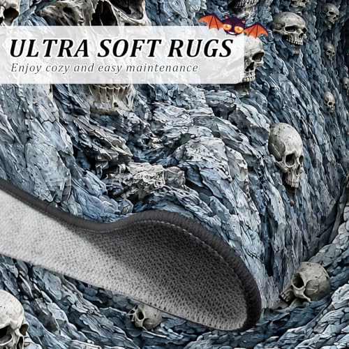 Halloween Skeleton Area Rug 2x3 Entryway Rug Skull Cave Door Mat - Indoor/Outdoor