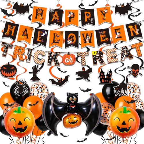 Orange Bat Halloween Balloons & Party Decorations - 49 Pcs Outdoor Indoor Set