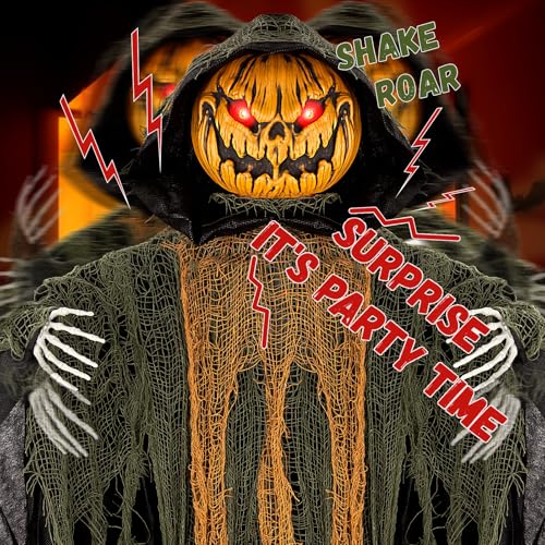 59-Inch Halloween Hanging Animatronic Pumpkin Decoration with Sound Activation - Pumpkin Variation