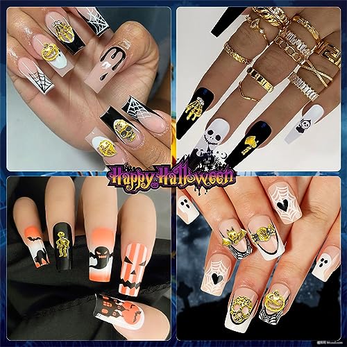 Halloween Nail Charms Kit 100pcs Gold Alloy Skull Ghost Bat Pumpkin - Variation KIT2