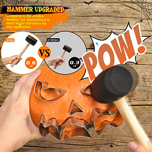 Kids Safe Pumpkin Carving Kit with Stainless Steel Tools & Stencils for Halloween DIY