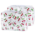 TotePrint 2PCS Red Cherry Transparent PVC Cosmetic Bag, 9.84x7.09x2.36inch Portable Waterproof Storage Bag for Girls' Cosmetics and Toiletries. (Cherry printing L-2pcs)