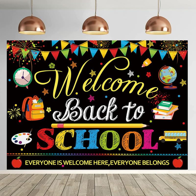 Welcome Back to School Banner Backdrop 6x4FT First Day of School Classroom Decoration