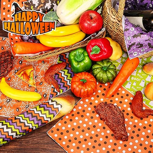 Halloween Theme 240 Sheets Wax Paper Sheets - Food Basket Liners & Wraps, 12x12 Inch