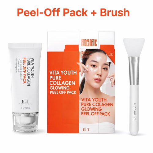 ELT Collagen Peel Off Facial Mask Pack - Hydrating & Firming Wrapping face Mask with 5 Types of Collagen, 8 Peptides, Silicone Brush Korean Skincare (60 ml / 2.02 fl.oz)