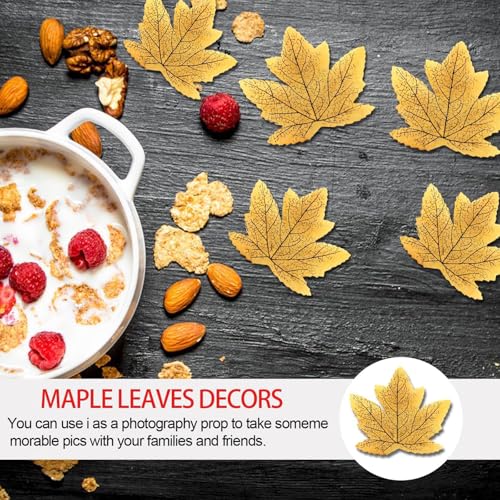 Artificial Maple Leaves Fall Decorations 100Pcs Bright Yellow Autumn Leaf Props