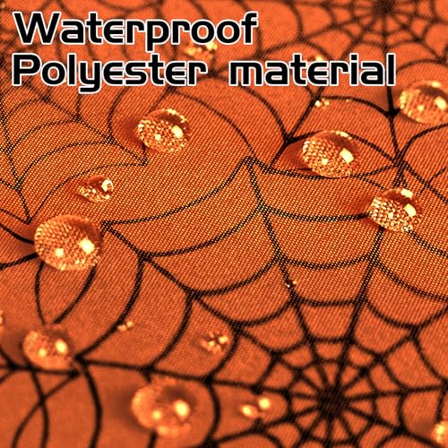 Halloween Spider Web Bat Tablecloth 60x104 Inch Rectangular Orange Washable Decor