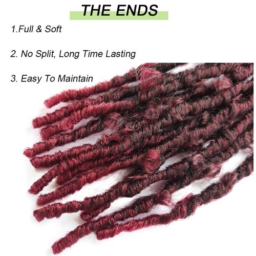 8 Packs Pre Looped Butterfly Locs Crochet Hair 12 Inch Burgundy Red Distressed Locs Crochet Braids Soft Butterfly Faux Locs Crochet Hair (12Inch,Ombre Burgundy)