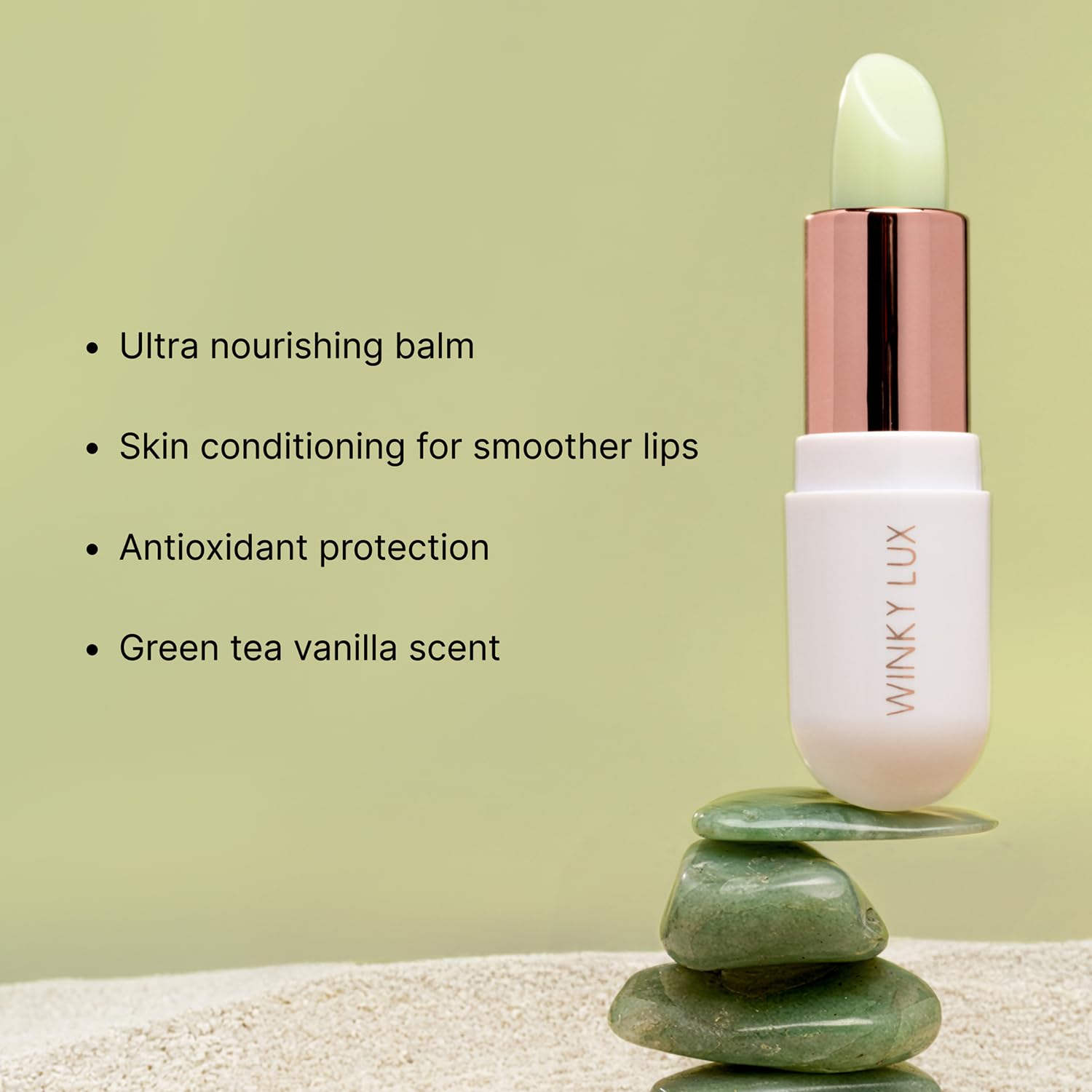 Winky Lux Matcha Lip Balm - Ultra-Moisturizing Clear Treatment with Green Tea & Avocado Oil | Vegan, Cruelty-Free, Vanilla-Green Tea Scent