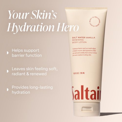Saltair Body Lotion - Moisturizing Hydrating Cream for Dry Skin | Salt Water Vanilla Scent | 2x 10oz Tubes