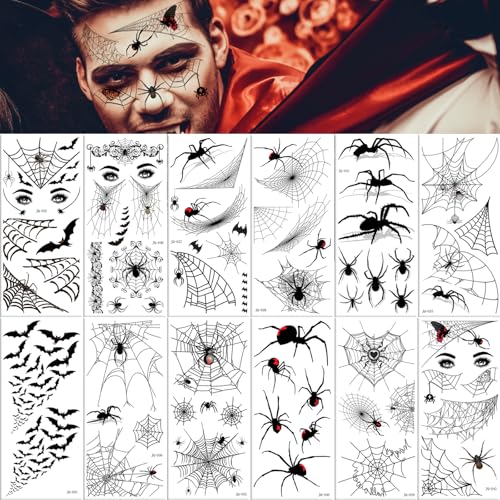 Halloween Spider Web Temporary Tattoo Kit Waterproof Face & Body Stickers