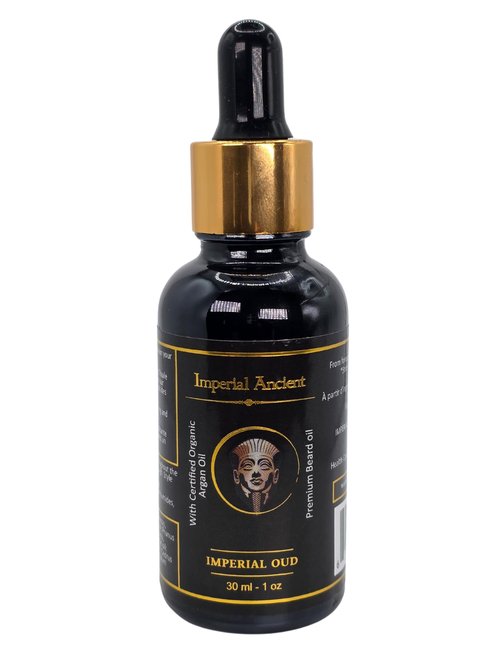 Imperial Oud Beard Oil for Men – Premium Grooming Oil with Argan, Jojoba & Almond – Softens Beard, Non-Greasy, Deeply Nourishing – Luxurious Oud Scent – 30ml – Made in Canada