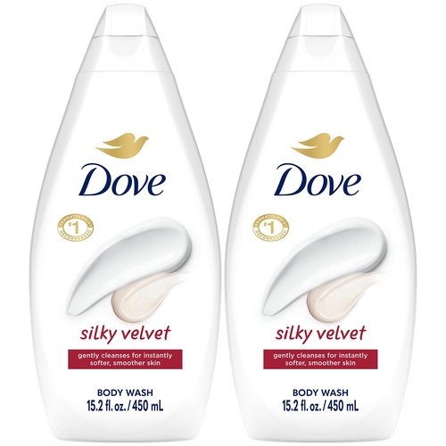 Dove Body Wash, Silky Velvet 2-Pack – Luxurious Moisturizing Cleanser for Smooth, Soft Skin, 15.22 Oz Ea