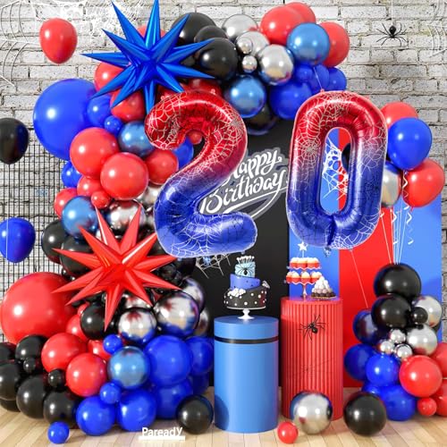 40 Inch Spider Theme Number 20 Foil Balloons - Large Party Decorations