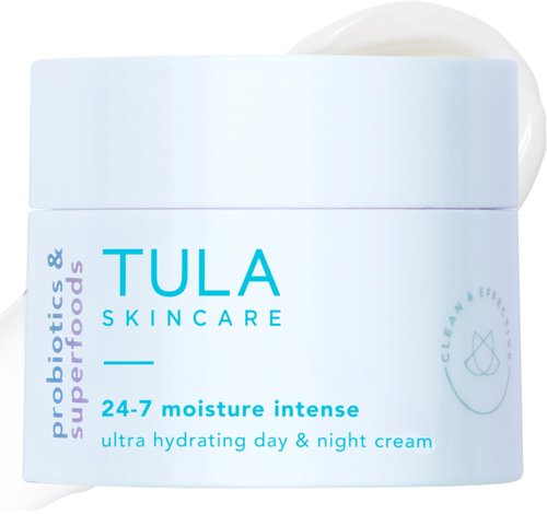 TULA Skin Care 24-7 Moisture Intense Ultra Hydrating Day & Night Cream - Travel-Size, Ultra Nourishing Moisturizer for Face. Soothe Skin, Maintain Skin Balance & Improve Skin Smoothness, 0.5 oz.