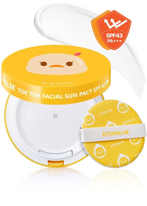 ATOPALM | Tok Tok Facial Sun Pact | Moisturizing SPF43 PA+++ Sunscreen | Compact for Dry & Sensitive Skin | 15g
