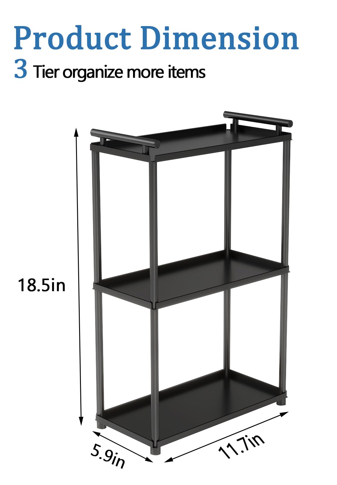 VOTZAAQ 3 Tier Bathroom Organizer Countertop, Stainless Steel Perfume Tray and Vanity Countertop Shelf, Makeup Skin Care Bathroom Organizers and Storage for Dresser, Kitchen (Matte Black)