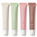 4 PCS Summer Special Lip Butter Balm, Hydrating, Nourishing Lip Care with Shea Butter & Olive Oil, Sheer Tinted Shine, Instant Moisture & Soothing Dry Lips (Vanilla/Mint/Coffee/Cake)