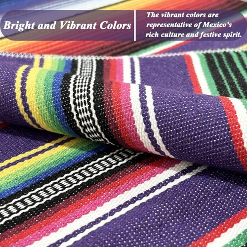 Purple Mexican Table Runners 14 x 84 Inch Fiesta Party Decoration - 6 Pack
