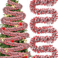 Christmas Tinsel Garland 295 Feet - Red White Silver Holiday Decor - Variation of Christmas / Red White Silver